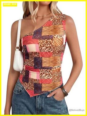 One Shoulder Mesh Tank Top Asymmetrical Ruched Sleeveless Going Out Shirt